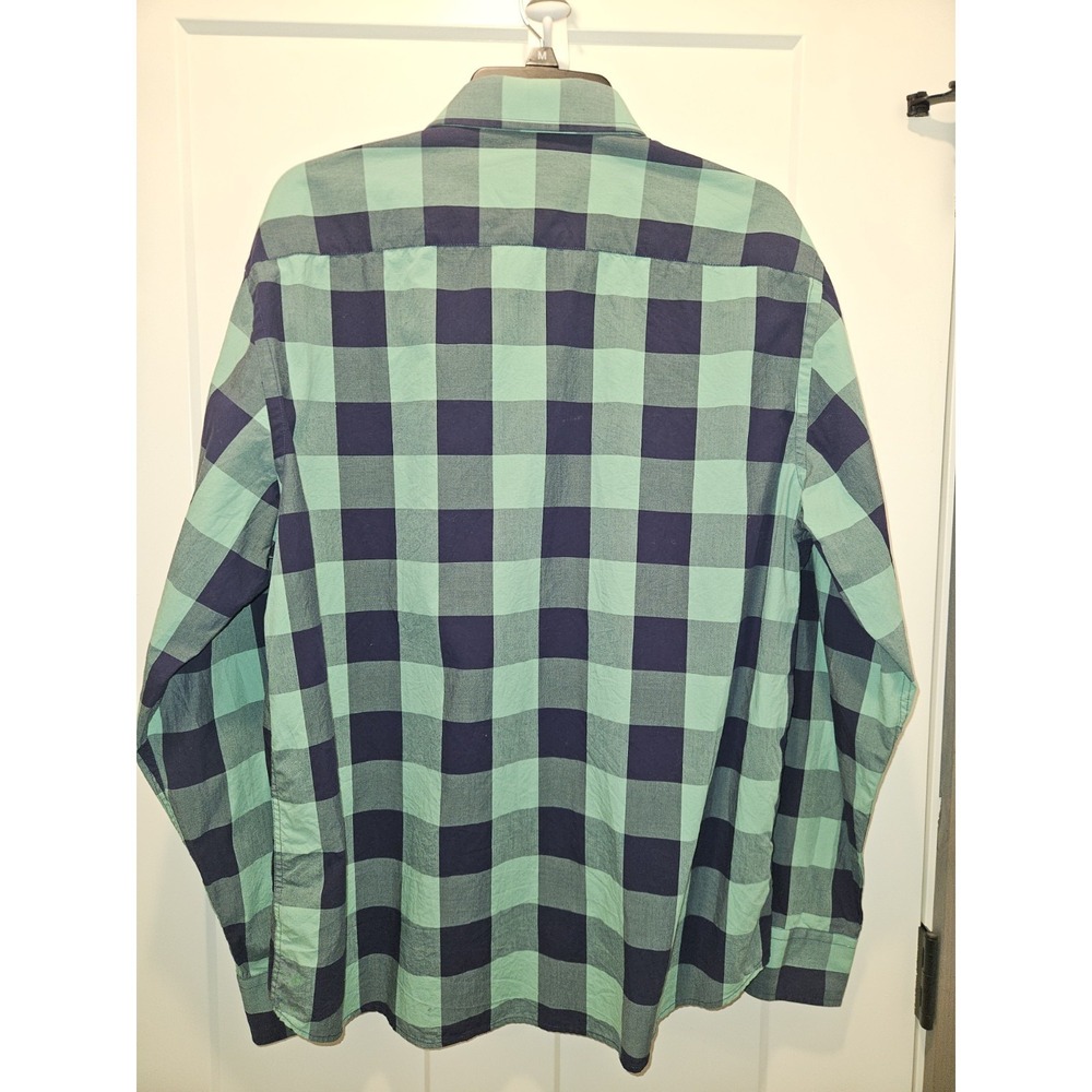 UNTUCKit Men's Plaid Green Navy Long Sleeve Button-Up Shirt XL Cotton - Picture 3 of 4